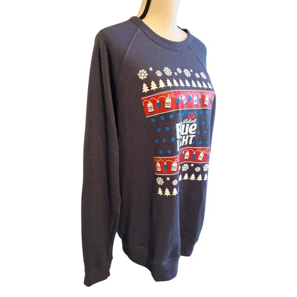 Labatt Blue Christmas Light Sweatshirt Bella+Canvas Fleece Festive White Red XL - Picture 4 of 5